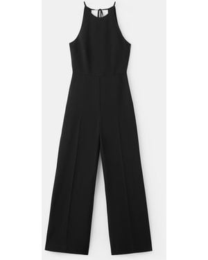Mango Open Back Halter Jumpsuit - White