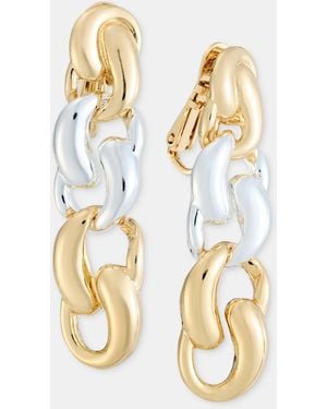Anne Klein Twisted Puffy Link Clip-on Linear Drop Earrings - Metallic