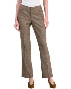 Anne Klein Plaid Mid-rise Bootcut Pants - Gray