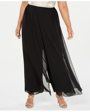 Alex Evenings Plus Size Wide Leg Flyaway Pant - Black
