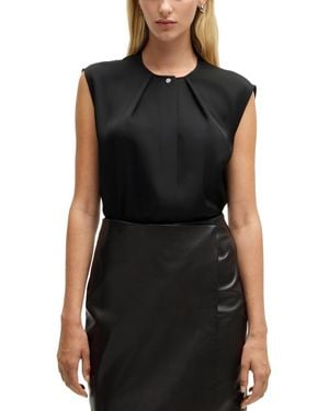 BOSS Boss By Fitted Sleeveless Silk Blouse - Black