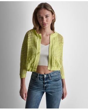 DKNY Petite Open-stitch Cardigan - Green