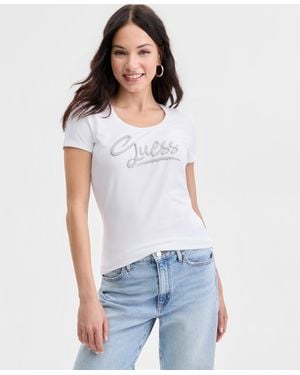 Guess Short-sleeve Script-logo T-shirt - White