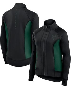 Fanatics Milwaukee Bucks Studio Fitted Full-zip Gym Track Jacket - Black