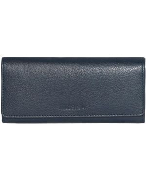 ROOTS Ladies Slim Leather Clutch Wallet - Blue