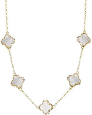 Adornia Mother Of Pearl Clover Station Necklace - Natural