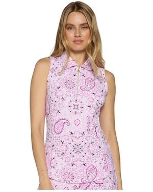 G Lifestyle Clothing G Lifestyle Sleeveless Zip Polo - Purple