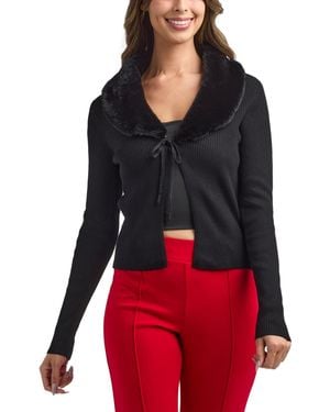 Bcx Tie Front Long Sleeve Cardigan Sweater - Red