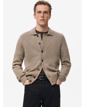 Mango Knitted Wool Blend Cardigan - Natural