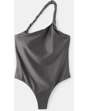 Mango Asymmetric Swimsuit - Gray