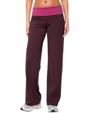 Edikted Dayna Contrast Foldover Straight Leg Pants - Red
