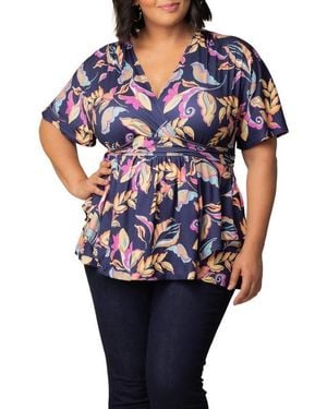 Kiyonna Plus Size Encore Short Sleeve Printed Top - Black