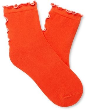 UGG Karsyn Lettuce Edge Quarter Logo Socks - Orange