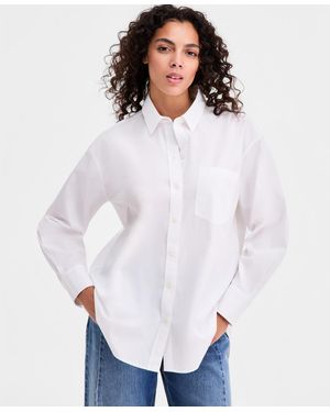 On 34th Cotton Poplin Oversized Button Down Shirt - White
