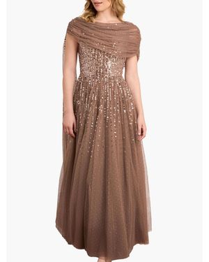 Needle & Thread Moonlight Sequin Draped Gown - Brown