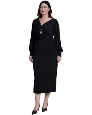 Eloquii Plus Size Cross Front Midi Dress - Black
