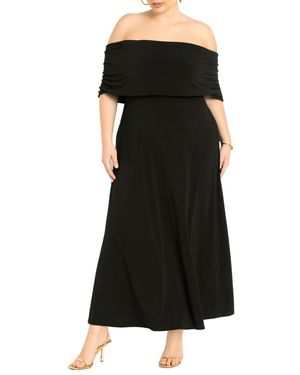 Eloquii Plus Size Off The Shoulder Maxi Dress - Black