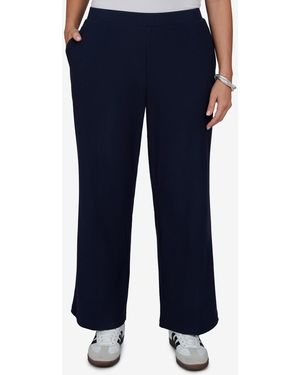 Ruby Rd. Plus Size Wide-leg Pull-on Ribbed Pants - Blue