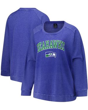 Profile Seattle Seahawks Acid Wash Raglan Pullover Sweatshirt - Blue