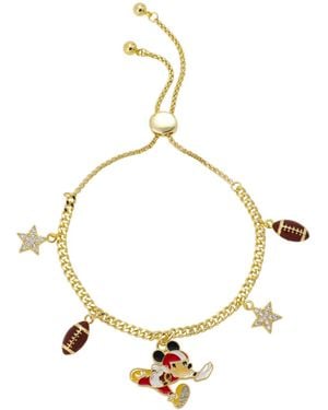 Disney Cubic Zirconcia Mickey Mouse Football Charm Bolo Bracelet - Metallic