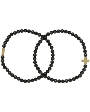 charged Stone Beaded 2 Pieces Bracelet Set - Metallic