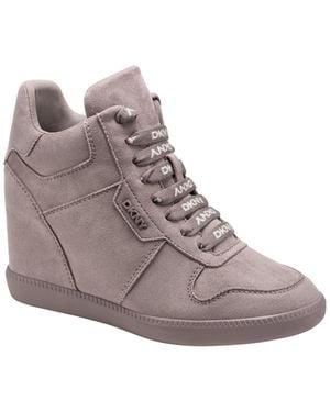 DKNY Sereina Lace-up Wedge Sneakers - Brown