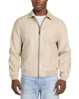 Guess Aviator Relaxed-fit Faux-leather Bomber Jacket - Natural