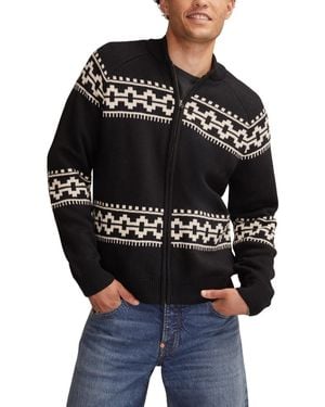 Lucky Brand Bull Zip Long Sleeves Cardigan Sweater - Black