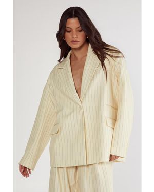 Nasty Gal Oversized Pinstripe Tailored Blazer - Natural
