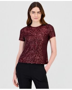 Anne Klein Sequined T-shirt - Red