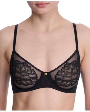 Natori Flora Lace Unlined Underwire Balconette Bra 714150 - Black