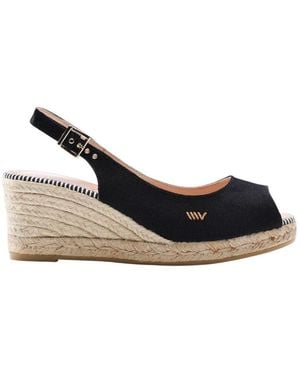 VISCATA Gavina Canvas Espadrille Sandal Wedges - Blue