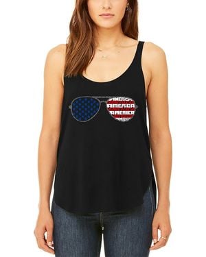 LA Pop Art Americana Sunglasses Premium Word Art Flowy Tank Top - Black
