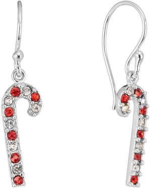 Macy's Crystal -tone Candy Cane Dangle Earrings - White