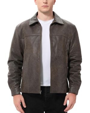 BGSD Men David Distressed Leather Jacket - Gray