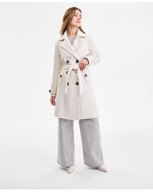 Steve Madden Double-breasted Belted Trench Coat - White