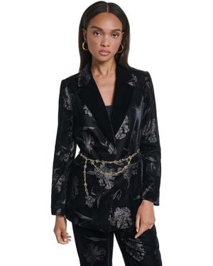 KARL LAGERFELD Velvet Jacquard Blazer - Black