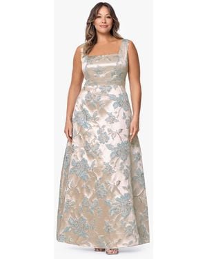 Xscape Plus Size Sleeveless Square Neck Long Dress - White