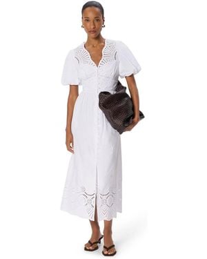 Whistles Cotton Broderie V-neck Dress - White