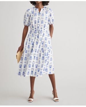UNTUCKit Stretch Cotton Printed Brigette Midi Dress - Blue