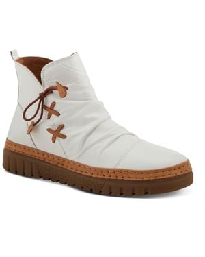 Spring Step Azura Vandis Ruched Leather Ankle Bootie - White