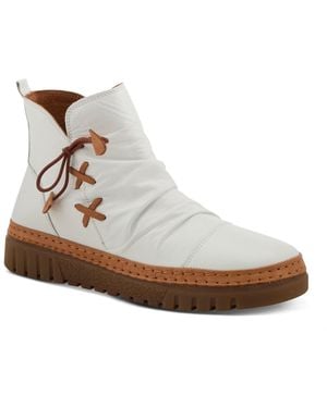 Spring Step Azura Vandis Ruched Leather Ankle Bootie - White