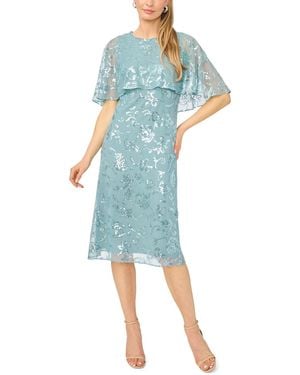 Msk Petite Short-sleeve Crewneck Midi Dress - Blue