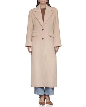 Avec Les Filles Double-breasted Long Wool-blend Structured-shoulder Coat - Natural