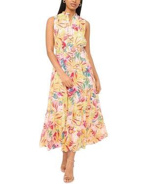Msk Tie Neck Tiered Maxi Dress - White