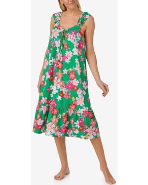 Ellen Tracy V-neck Midi Nightgown - Green