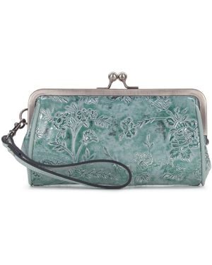 Patricia Nash Renna Leather Kisslock Wristlet - Blue