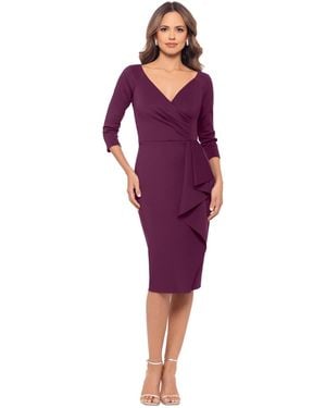 Xscape Petite Ruffled V-neck Scuba Sheath Dress - Purple