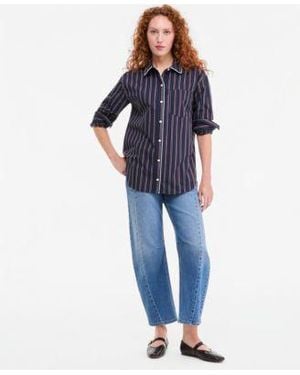 On 34th Striped Poplin Long Sleeve Button Down Shirt Macys Exclusive - Blue