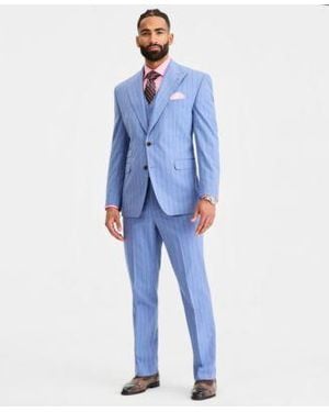 Tayion Collection Classic Fit Pinstripe Suit Separates - Blue